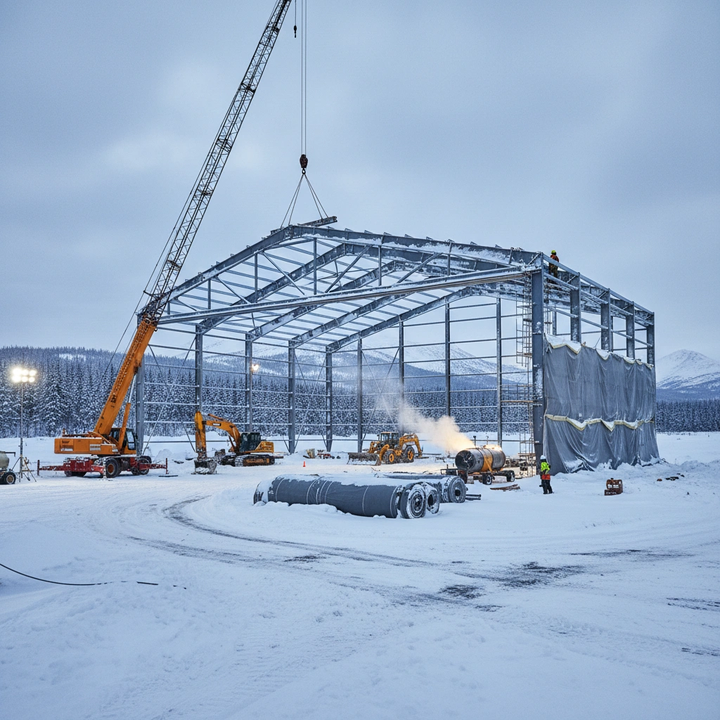 Особенности строительства ангаров в зимний период | статья от завода АПМ